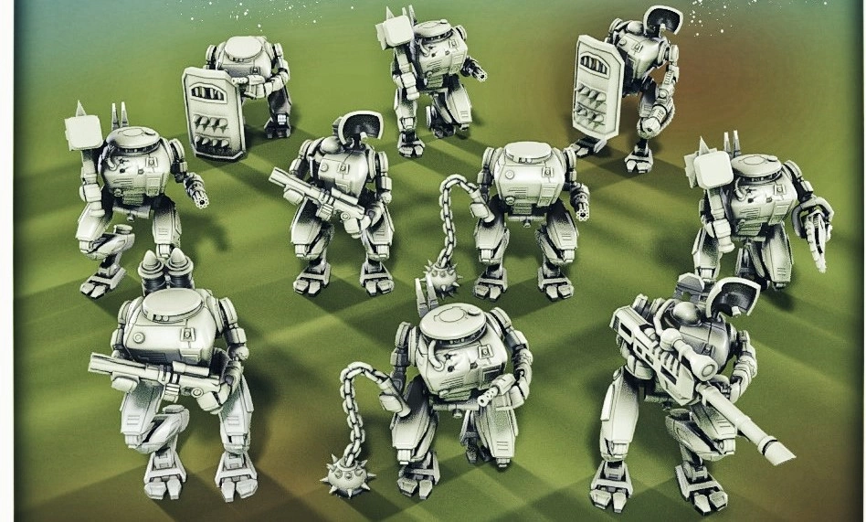 urban clearance and tactical war droid minatures for 3d printing