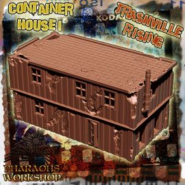 1_2_16_1.jpg Wasteland Container House 1 - 3D Printed Tabletop Gaming STL File - 3D Model Terrain & Miniatures