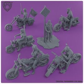 biker_gand_printable_easy_rider_hells_angels_harley_davidson0076.jpg Street Fighting Hell's Angels Biker Gang Miniature Gaming Models (Resin) - 3D printable motorbikes and riders