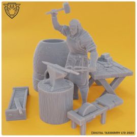 blacksmith_forge_ironwork_medieval_swordsmith_3d_print0002.jpg Blacksmith & Forge Miniature - 3D Printed Tabletop Gaming STL - Fantasy Gaming Terrain & Miniatures