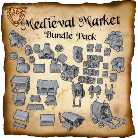 bundle_title.jpg Medieval Marketplace Playset - Rural English Fantasy Village - Stalls shops stockpile stock chests barrels 