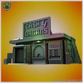 cash_4_organs_cyberpunk_games_terrain_stargrave_judge_dredd_3_.jpg Cash For Organs wargaming 3D terrain playset - 28mm Scifi gaming terrain Print on demand