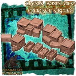 crates_1.jpg Chests, boxes and market crates - 3D Printed Tabletop Gaming STL File - 3D Model Terrain & Miniatures
