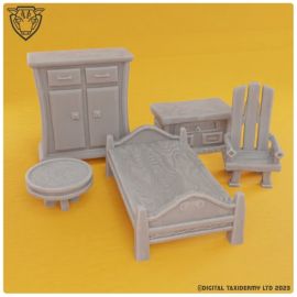 fantasy_medieval_village_building_timber_frame_town0004.jpg Stylized Middle Ages - Wooden Furniture (resin) - 3D Printed Tabletop Gaming STL File - 3D Model Terrain & Miniatures