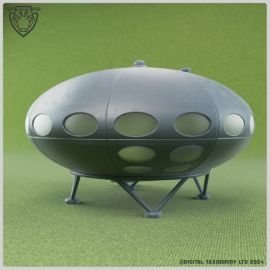 futuro_house_modernist_prefabricated_building_ski_matti_suuronen0004_1.jpg Futuro house - Pod Home (printed) - 3D Printed Tabletop Gaming STL File - 3D Model Terrain & Miniatures
