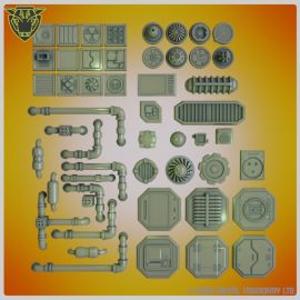 greeb0001_2.jpg Greeblie Pack 1 - Bits pack for kitbash modelling - Sci-fi industrial parts spares and extras scenery terrain wh40k necromunda 