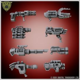 heavy_weapon_pack_1.jpg Greeblie Pack 09 - Heavy weapons - Bits pack for kitbash modelling miniatures - Sci-fi parts spares and extras scenery terrain wh40k necromunda Greeble stargrave konflikt 47 judge dredd