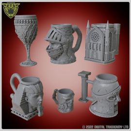 historical_dice_musgs_games_cups_dungeons_and_dragons_knight_skull0013.jpg Historical dice cups - 3D printed tabletop gaming Fantasy gaming accessories LARP RPG and decorative models tankard mug cup shaker goblet can holder