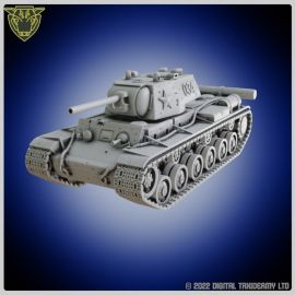kliment_voroshilov_soviet_russion_ussr_tanks_ww2_bolt_action_stl_3d_printable0028.jpg KV-1 Heavy Russian Tank with battle scars - Detailed 3D model for resin printed tabletop gaming