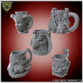 mythical_creatures_dice_mug_cup_egyptian_asian_fantasy_stl0012.jpg Mythical Creature dice cups - 3D printed tabletop gaming Fantasy gaming accessories LARP RPG and decorative models tankard mug cup shaker goblet can holder