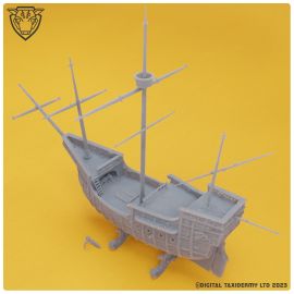 pirate_ship_sailing_boat_caravel_stl_1_.jpg Caravel Sailing Ship - 3D Printed Tabletop Gaming STL File - 3D Model Terrain & Miniatures