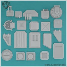 sci_fi_greeblies_greeble_greebly_hatches_and_covers0000.jpg Greeblie pack 28 - Sci-fi Hatches and Covers - 3D Printed Tabletop Gaming STL File - 3D Model Terrain & Miniatures