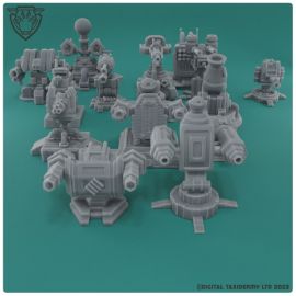 Sci-fi Turrets & Battle Cannons Bundle Pack (Resin)