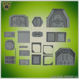 Greeblie Pack Selections (printed) -Industrial Sci-fi Doors - Greeble Pack 02