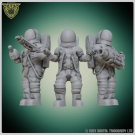 spaceman12.jpg Spacemen in spacesuit miniatures - 3D printed tabletop gaming figurines stargrave, WH40K, Judge Dredd, Necromunda, command units, apollo 