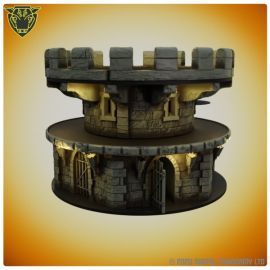 3d printed scenery with recycled empty filament spool castle keep ramparts and dungeon
