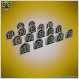 Blood Bowl Player Number plates 1-16 + Star