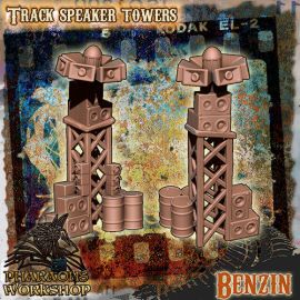 Racing track speaker towers