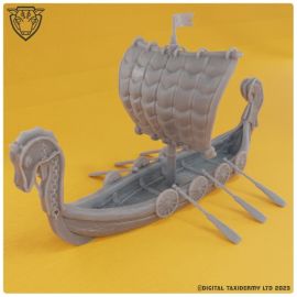 viking_dragon_ship_model_norse0001_1.jpg Small Viking Dragon Ship Model (printed) - 3D Printed Tabletop Gaming Model - 3D Model Terrain & Miniatures