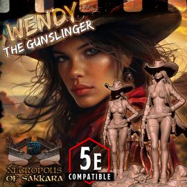 wendy_title_1.jpg Wendy the Gunslinger - Wild West Collectors Miniature - 3D Printed Tabletop Gaming STL File - 3D Model Terrain & Miniatures