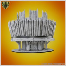 wooden_fort_spool_tower_viking_terrain_stl_3d_print_nordic_outpost_fantasy0005.jpg Spool Tower 2 - Wooden Fort - upcycle recycle waste empty spools and reels into art scenery and terrain for 3D printed tabletop gaming