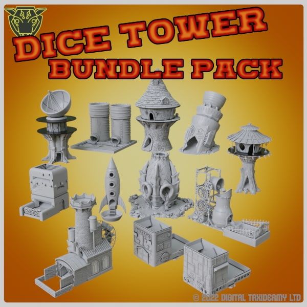 Dice Tower Bundle Pack 3D printed tabletop gaming STL pack for scenic