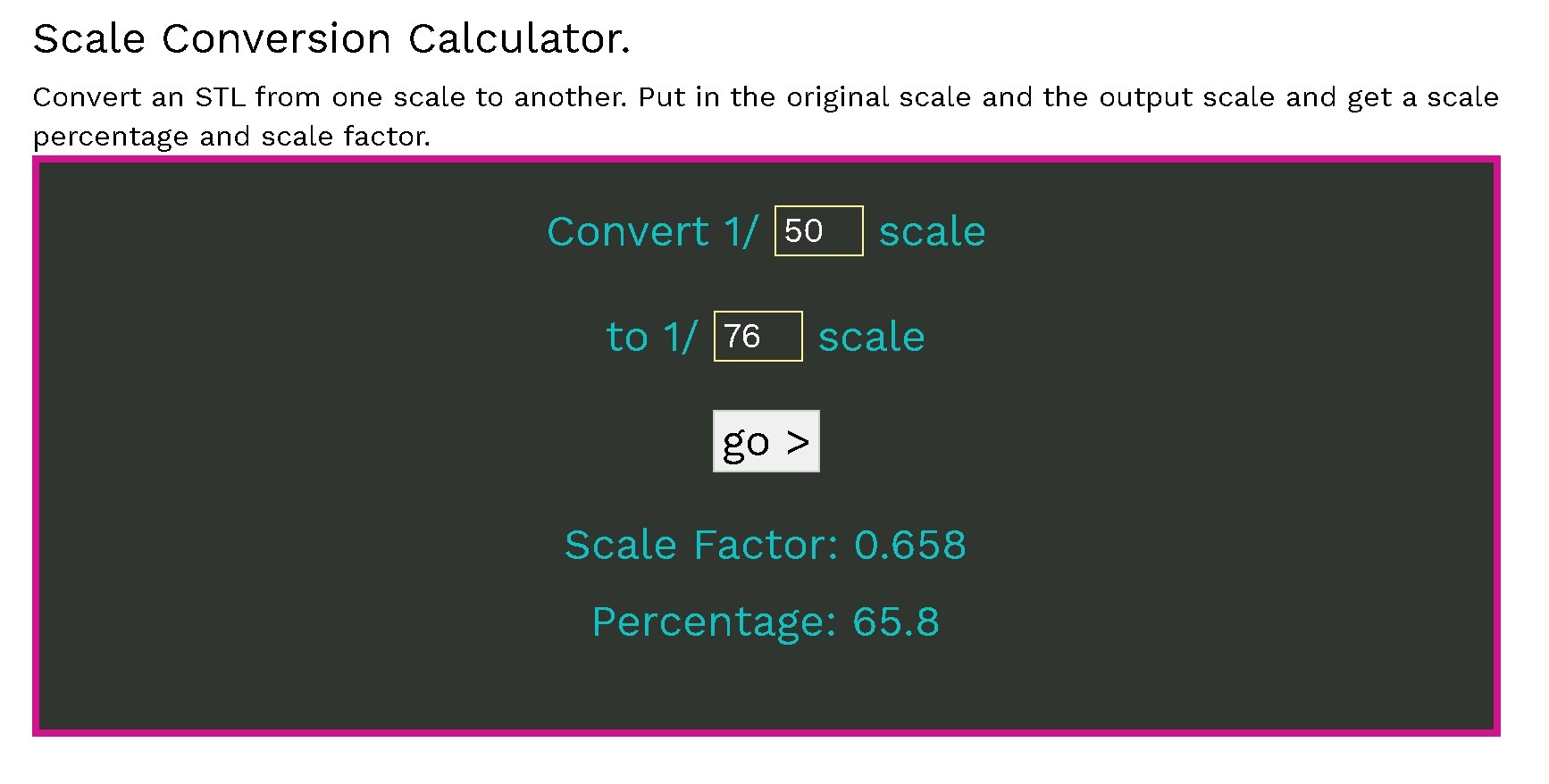 Online Scale Calculator Scale Convert Scale Ratio Scale Dimensions 3D Print Scaling Model Scale