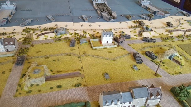 A panoramic view of the D-day wargaming tabletop