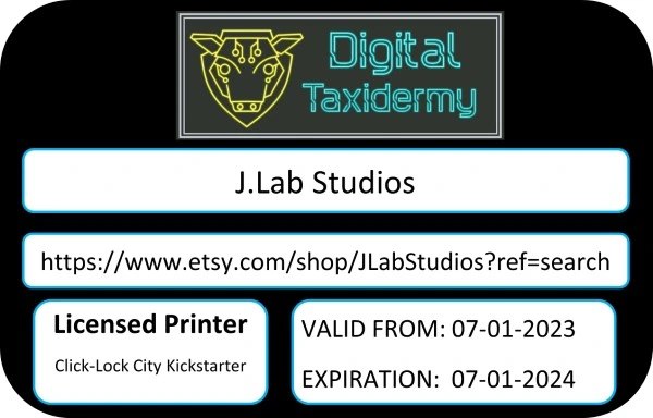 J.Lab Studios, 1 Year Licensed Printer Agreement click lock city