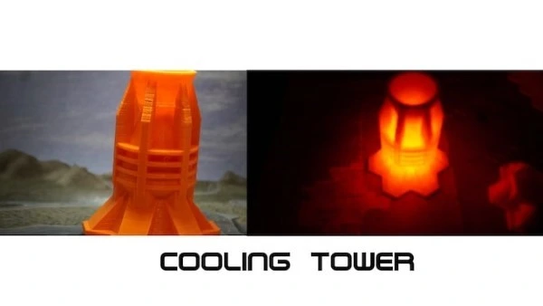 Light up Sci-fi Gaming Terrain - Cooling Tower - Battletech Scenery