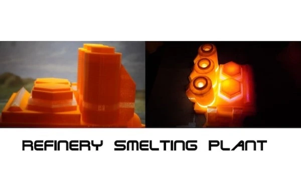 Light up Sci-fi Gaming Terrain - Refinery Smelting Plant - Battletech Scenery